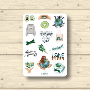 Sticker Sheet schütz die Erde vegan Klimaschutz , Aufkleber Planner Stickers, cute Scrapbooking Stickers