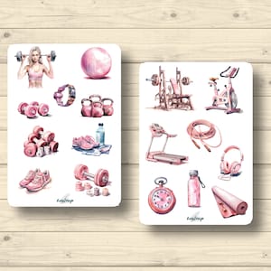 Sticker Set Fitness Workout Sport Kraftsport pink Gerätetraining, Aufkleber Planner Stickers, cute Scrapbooking Stickers