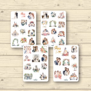 Sticker Set Hochzeit, Brautpaar, Hochzeitsfeier, 4 Blätter