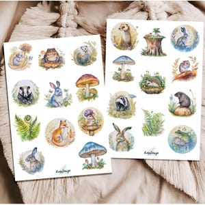 Sticker Set Waldtiere und Pilze