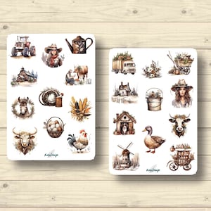 Sticker Weihnachten Farm Winter Farmtiere Bauernhof Traktor Huhn Eier Kühe Bäuerin, Aufkleber Planner Stickers, cute Scrapbooking Stickers