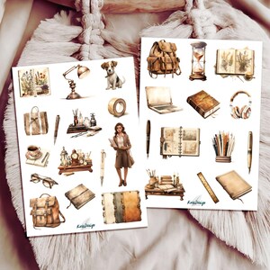 Sticker Set Planner Girl antik, Homeoffice