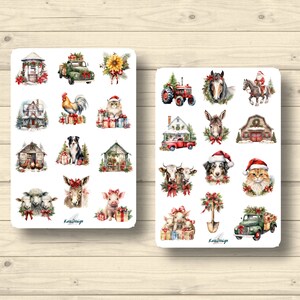 Sticker Set Weihnachten auf der Farm, vintage