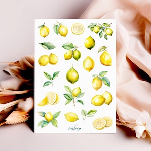 Sticker Blatt saftige Zitronen