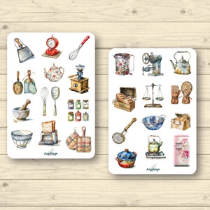 Set d'autocollants cuisine vintage