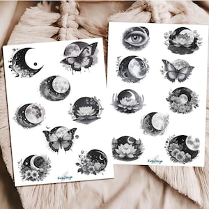 Ensemble d'autocollants lune mystique