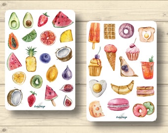Sticker set, fruits, food, nutrition, fresh fruit, stickers planner stickers, cute scrapbooking stickers