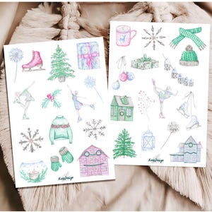 Ensemble d'autocollants dessins d'hiver