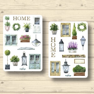 Sticker Set, Heim, zu Hause, Türen, Fenster, Pflanzen, floral, Laternen Aufkleber Planner Stickers, cute Scrapbooking Stickers