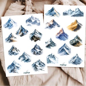 Autocollant, ensemble, montagnes neige, glaciers