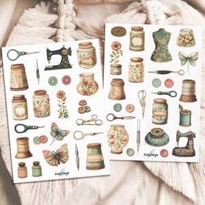 Ensemble d'autocollants fournitures de couture vintage