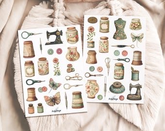 Sticker set vintage sewing supplies