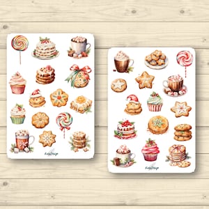 Sticker Set leckere Weihnachtskekse, Kuchen und Cupcakes
