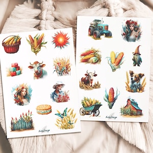 Sticker Set Mais Maiskolben Maisfeld