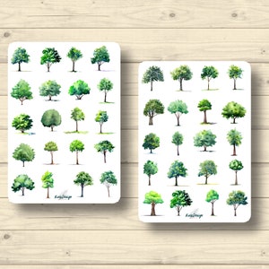 Sticker Set Bäume Wald Pflanzen Natur, Aufkleber Planner Stickers, cute Scrapbooking Stickers