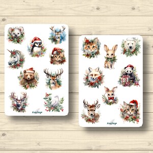 Sticker  Tiere zu Weihnachten Weihnachtsdeko Winter, Aufkleber Planner Stickers, cute Scrapbooking Stickers
