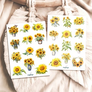 Ensemble d'autocollants tournesols