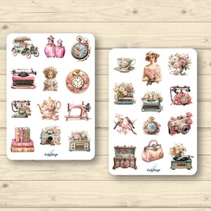 Sticker set vintage with flowers