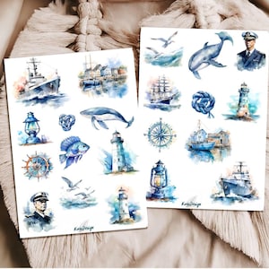 Set d'autocollants marins maritimes