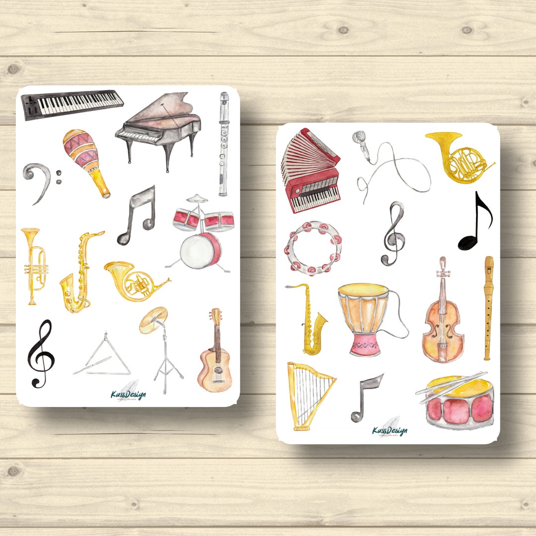 Musical Instrument Sticker Patch Sticker Set Musical Instruments Notes - Etsy