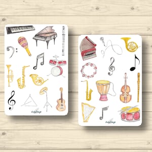 Sticker Set Musikinstrumente Noten