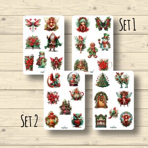 Sticker s  Weihnachten Elfen Weihnachtsmann Lebkuchenmann Deko, Aufkleber Planner Stickers, cute Scrapbooking Stickers,2 Sets zur Auswahl