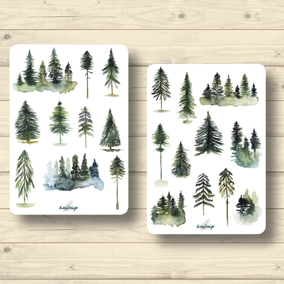 Sticker Set Forests Fir Trees - Etsy