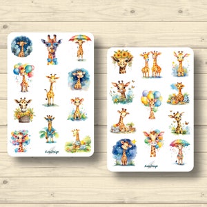 Sticker Set Giraffe niedlich Kindersticker Comic, Aufkleber Planner Stickers, cute Scrapbooking Stickers