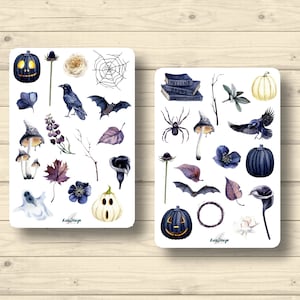 Sticker Set Halloween Gothik schwarze Magie, Aufkleber Planner Stickers, cute Scrapbooking Stickers