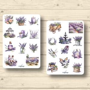 Sticker Set Lavendel Lavendelfeld Kinder Parfüm Deko Landschaft Kerze, Aufkleber Planner Stickers, cute Scrapbooking Stickers