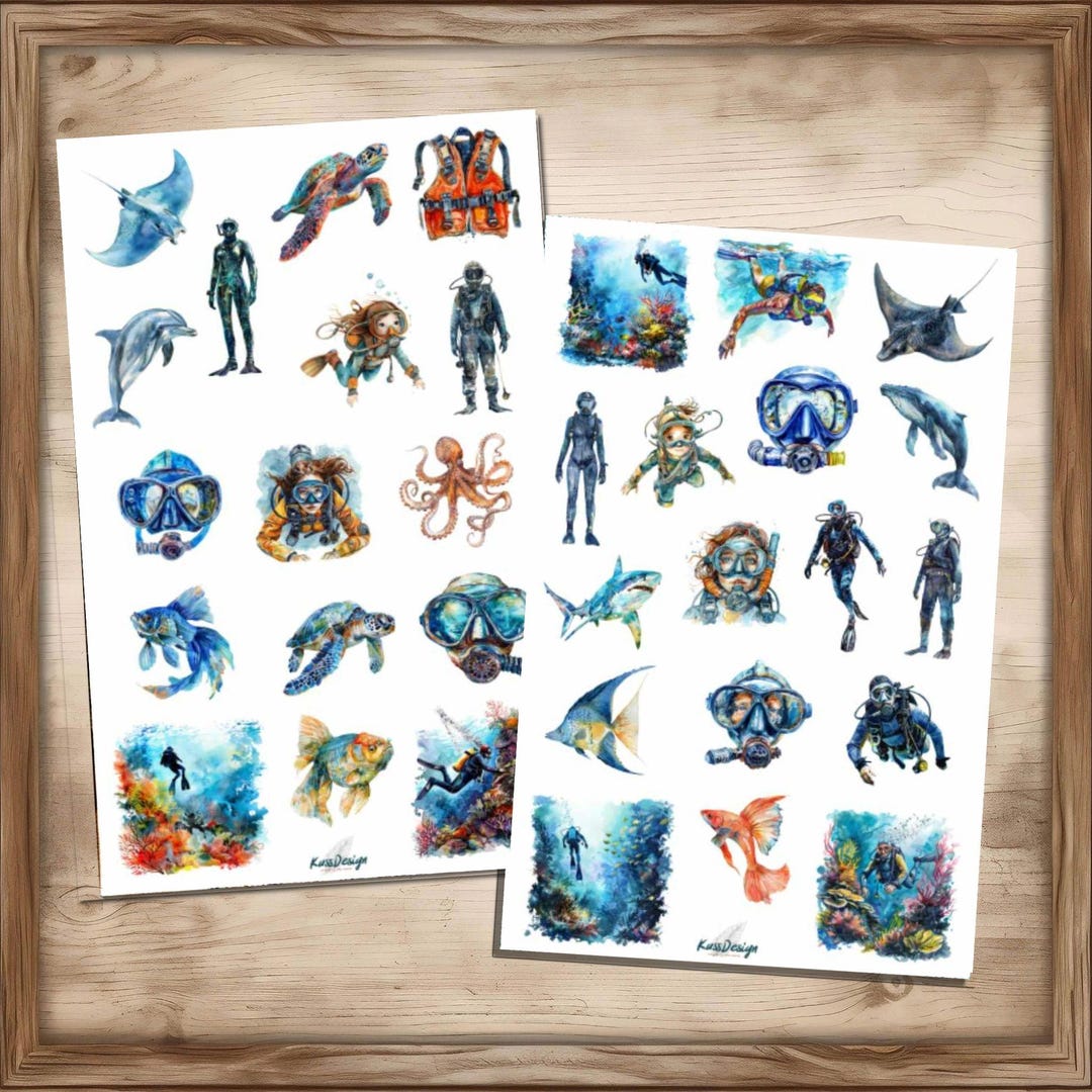 Sticker Set Adventure Diving - Etsy