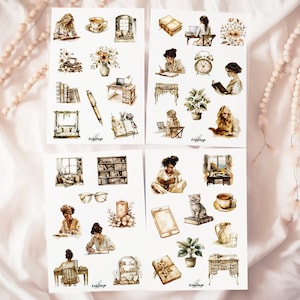 Sticker Set boho Planner Girl, 4 Bögen