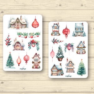 Set d'autocollants maisons d'hiver