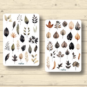 Stickerset laat herfst gotische donkere planten natuur, stickers planner stickers, schattige scrapbooking stickers
