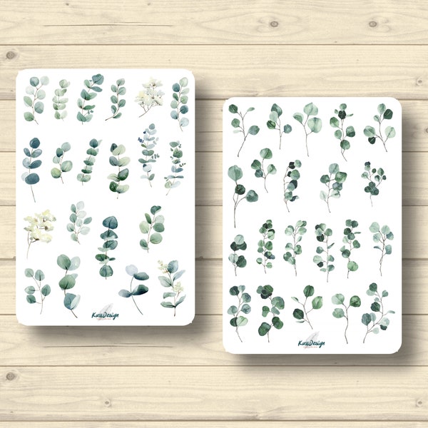 Sticker set eucalyptus leaves