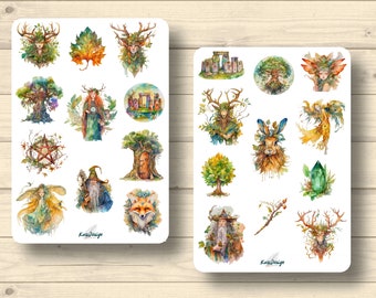 Sticker Set Celtic Fairies Forest Spirits