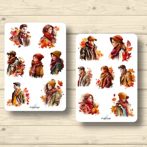 Sticker Set Herbst Männer Frauen Kinder Herbstzeit Natur, Aufkleber Planner Stickers, cute Scrapbooking Stickers
