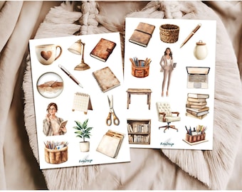 Antique sticker set for office or study