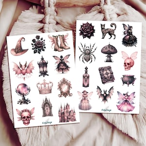 Set de pegatinas góticas rosas