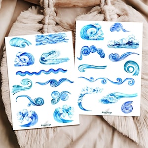 Sticker Set Wellen Wasser