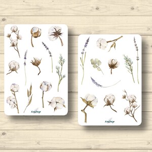 Sticker Set, Baumwolle, Cotton, Lavendel, Aufkleber Planner Stickers, cute Scrapbooking Stickers