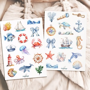 Set d'autocollants animaux aquatiques maritimes