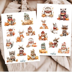 Set de pegatinas de animales de acción de gracias