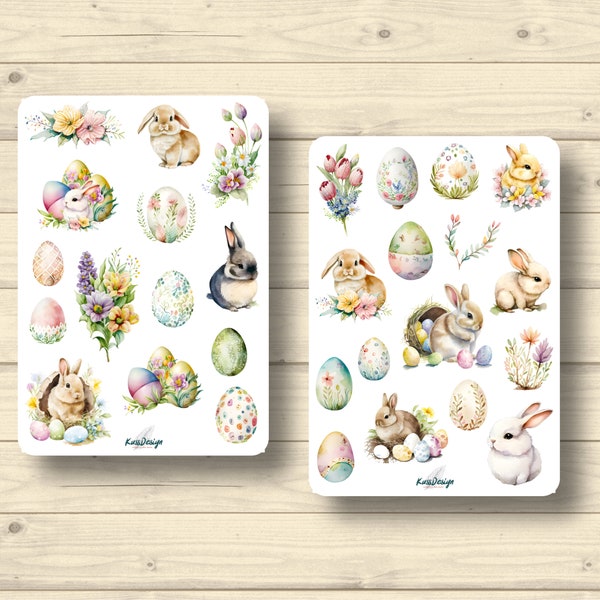 Sticker set colorful easter, easter eggs, easter bunny, tulips, spring, stickers Planner Stickers, cute scrapbooking stickers