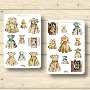 Sticker Set, vintage Kleider, Kleiderschrank, romantisch, Aufkleber Planner Stickers, cute Scrapbooking Stickers
