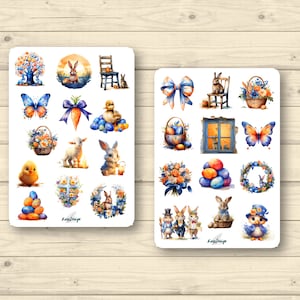 Sticker Set Ostern Blau und Orange