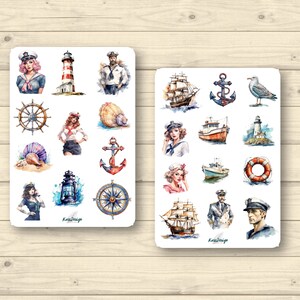 Set de pegatinas navegando marineros vintage náuticos