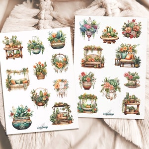 Set d'autocollants plantes grasses jardin et salons
