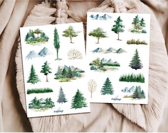 Sticker Set Forest Landscape Trees