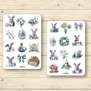 Sticker Set Ostern pastell silber-grau